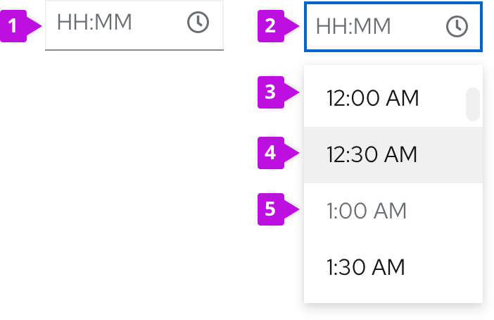 Time picker elements